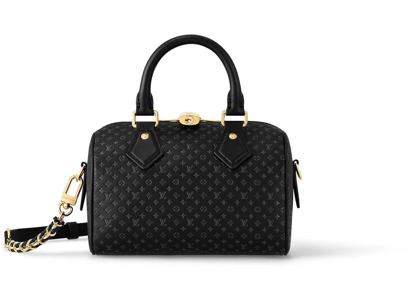 Louis Vuitton Speedy Bandouliere 20 Black in Calfskin Leather with