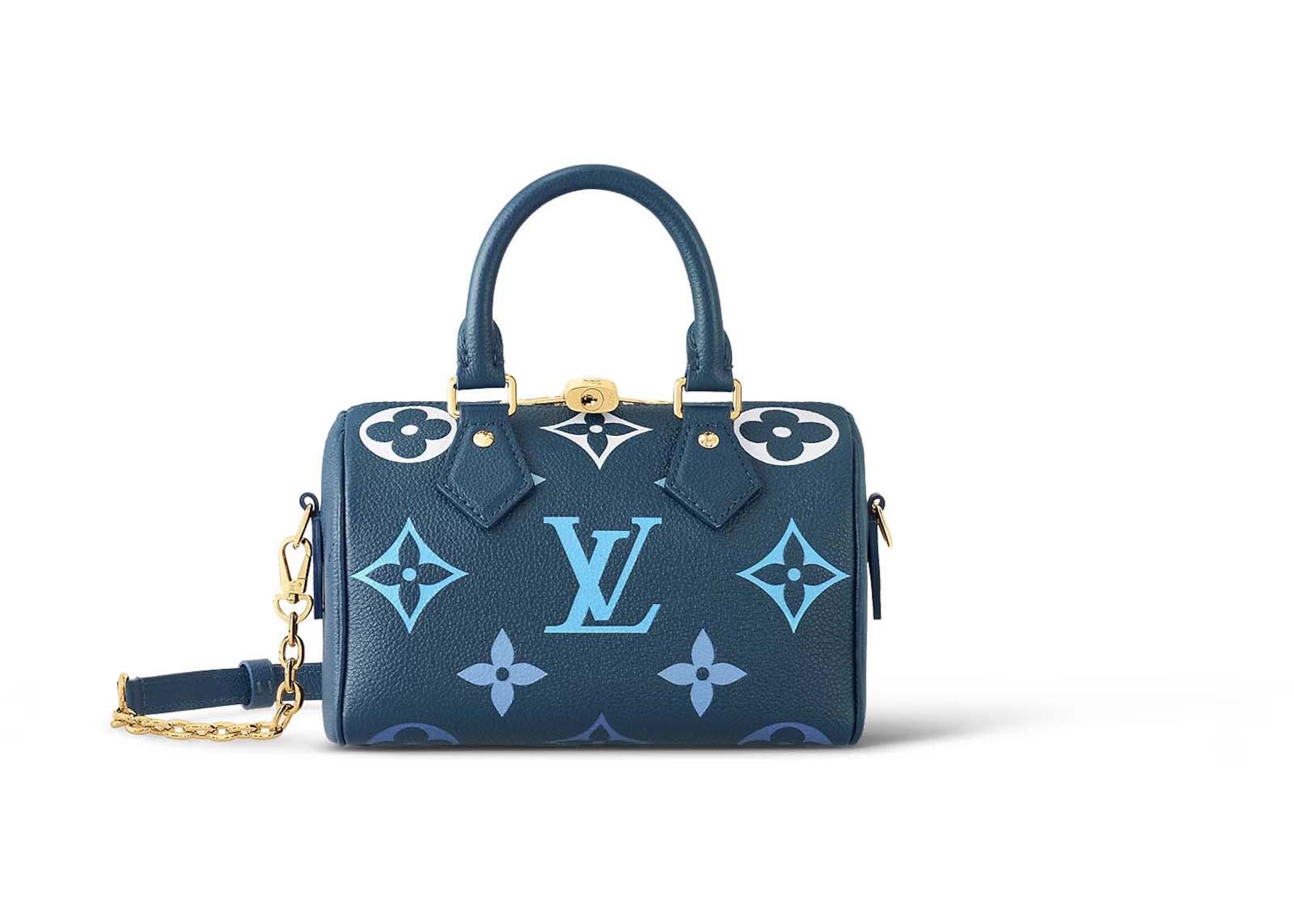 Louis Vuitton Speedy Bandouliere 20 Blue in Velvet/Leather with