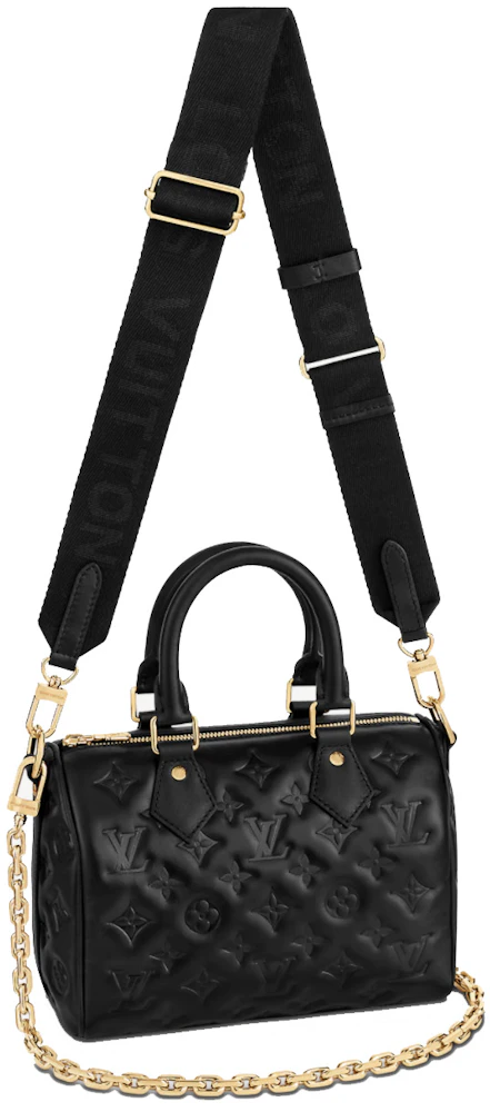 Louis Vuitton Speedy Bandouliere 22 Black in Lambskin with Gold-tone - MX