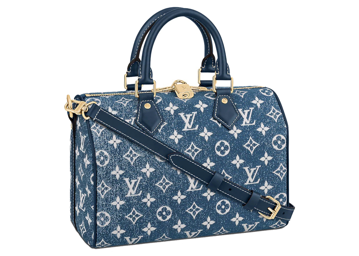 Louis Vuitton Speedy Bandouliere 25 Denim Jacquard Navy Blue in