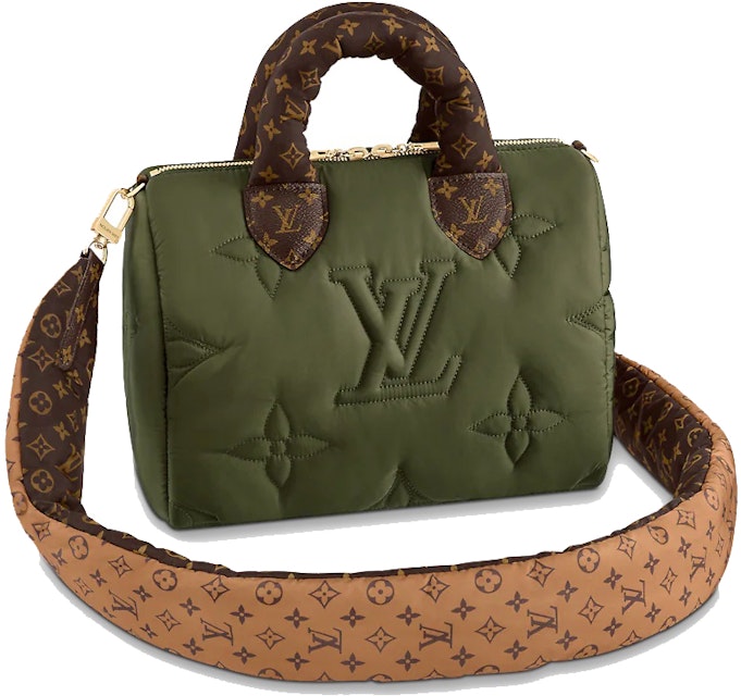 Surichinmoi væg Apparatet Louis Vuitton Speedy Bandouliere 25 Khaki Green in Econyl/Coated Canvas  with Gold-tone - US
