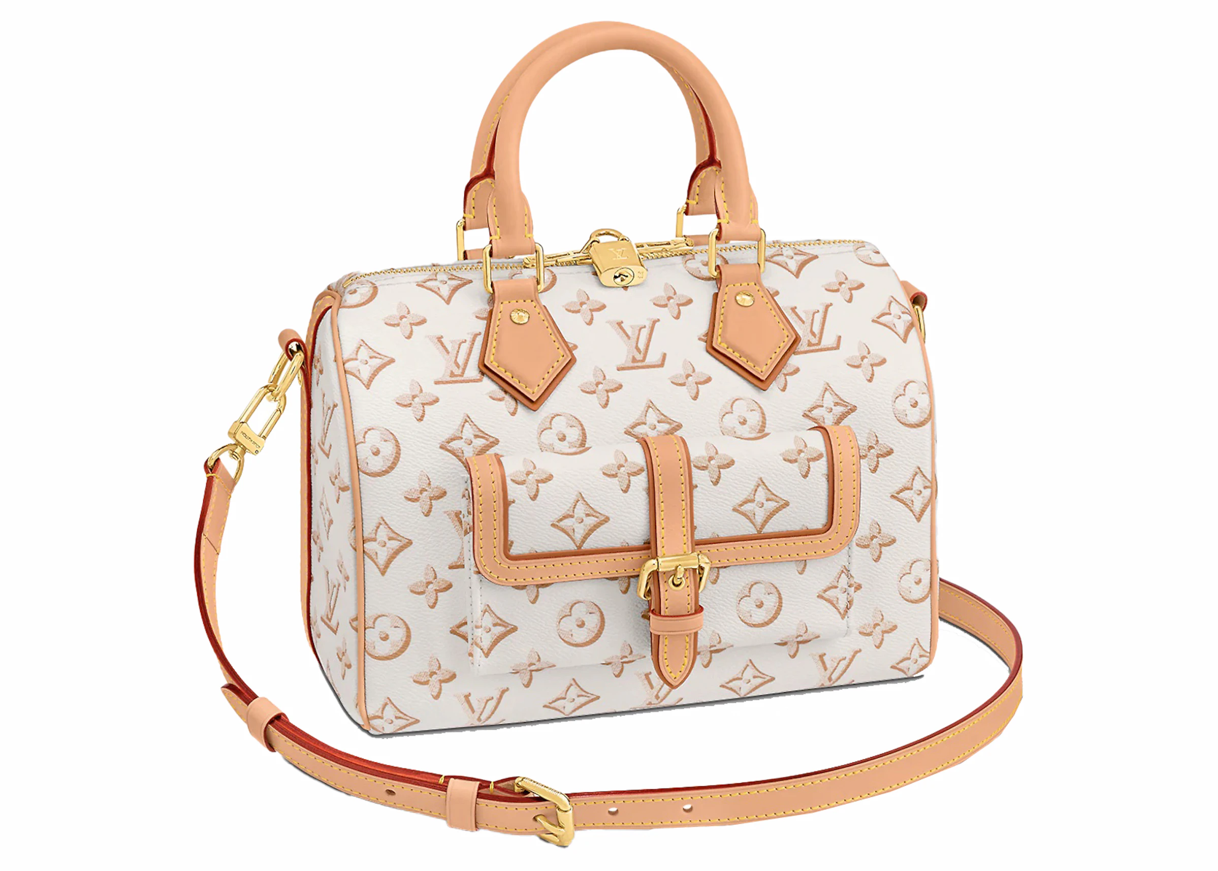 Louis Vuitton Speedy Bandouliere 25 Monogram Beige Clair Coated Canvas/Natural Cowhide Leather with -