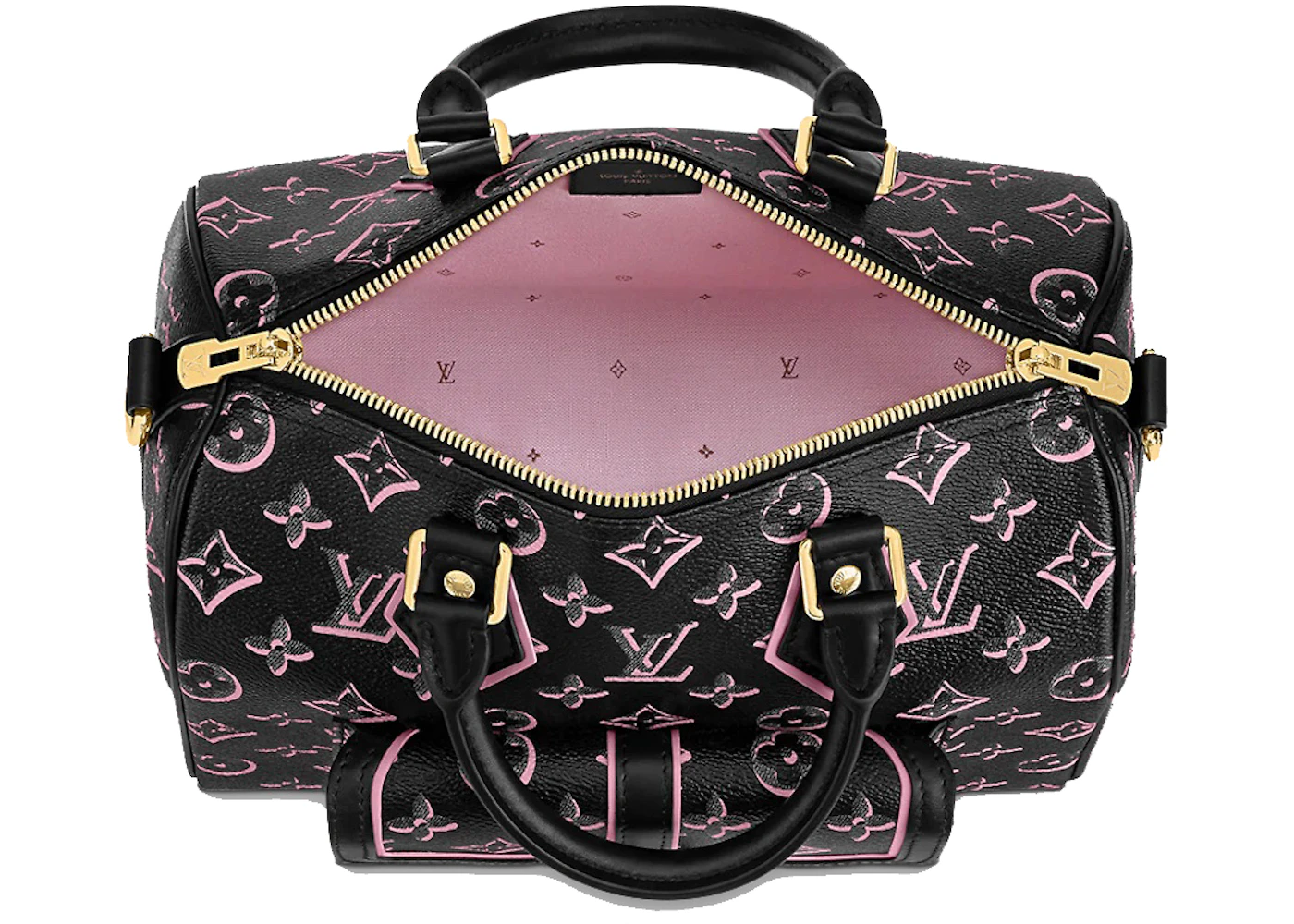 Louis Vuitton Speedy Bandoulière 25 Monogram Canvas Black in Coated ...