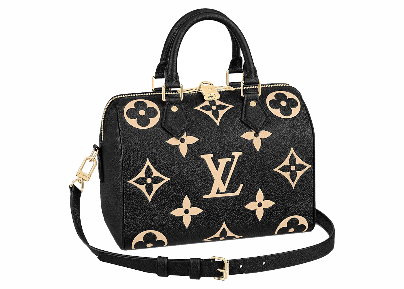 Louis Vuitton Speedy Bandoulière 25 Bicolore Black Beige Monogram Empreinte