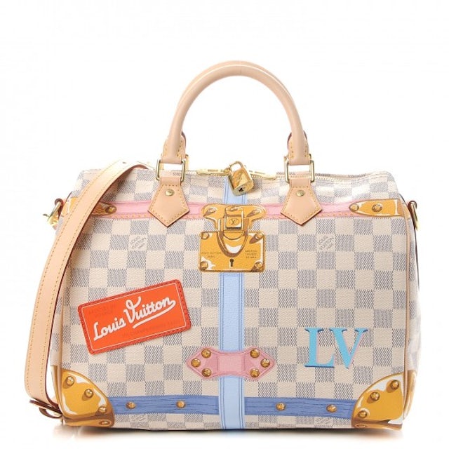 Louis Vuitton Speedy Bandouliere Damier Azur Summer Trunks 30 White/Blue  Multicolor in Canvas/Leather with Brass - GB