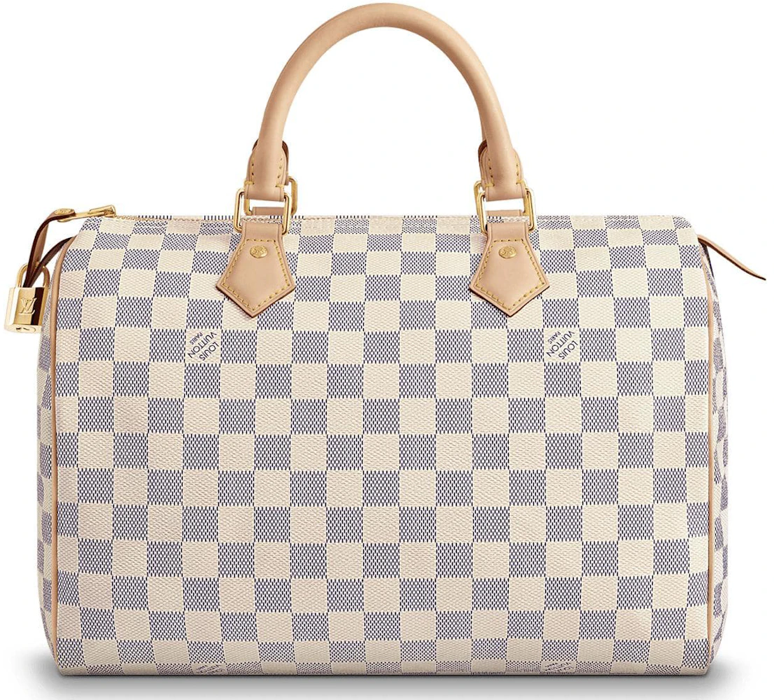 LV Louis Vuitton Damier White Speedy 30 Mini Duffle Handbag Purse Classic  Bag
