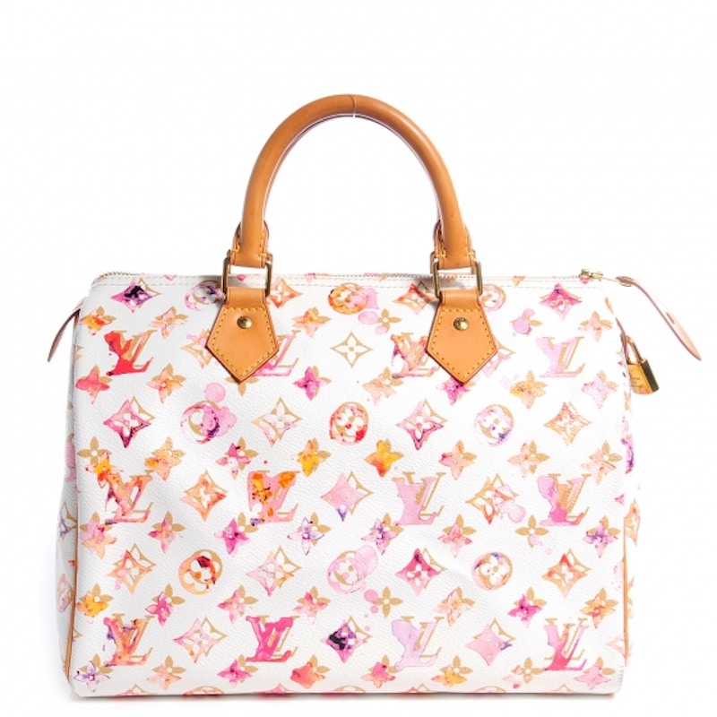 Louis Vuitton Speedy Monogram Aquarelle 30 White in Coated Canvas