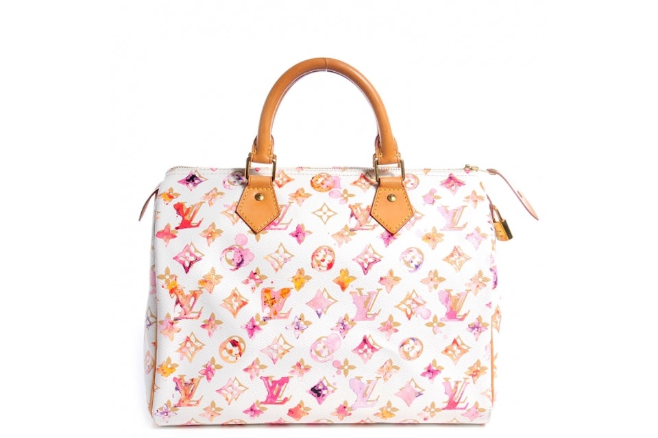 Louis Vuitton Speedy Monogram Aquarelle 30 White in Coated Canvas with  Gold-tone - US