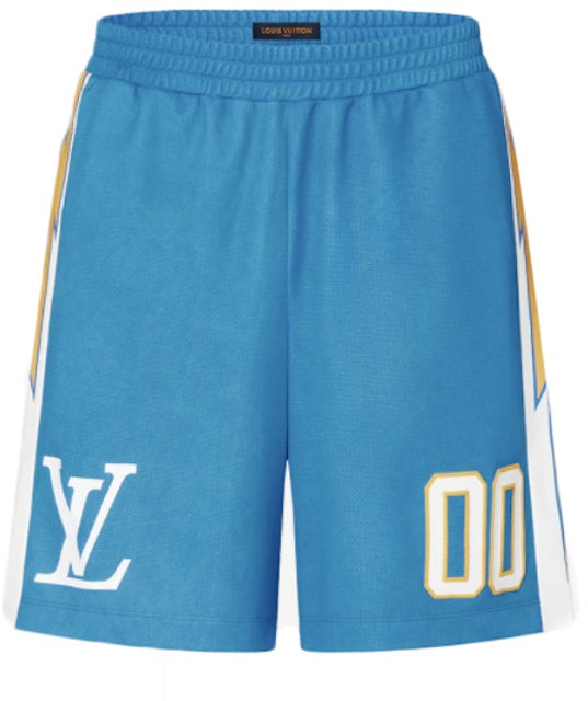 Louis Vuitton Virgil Abloh Men's XXL Blue Mesh Sporty Patch Shorts