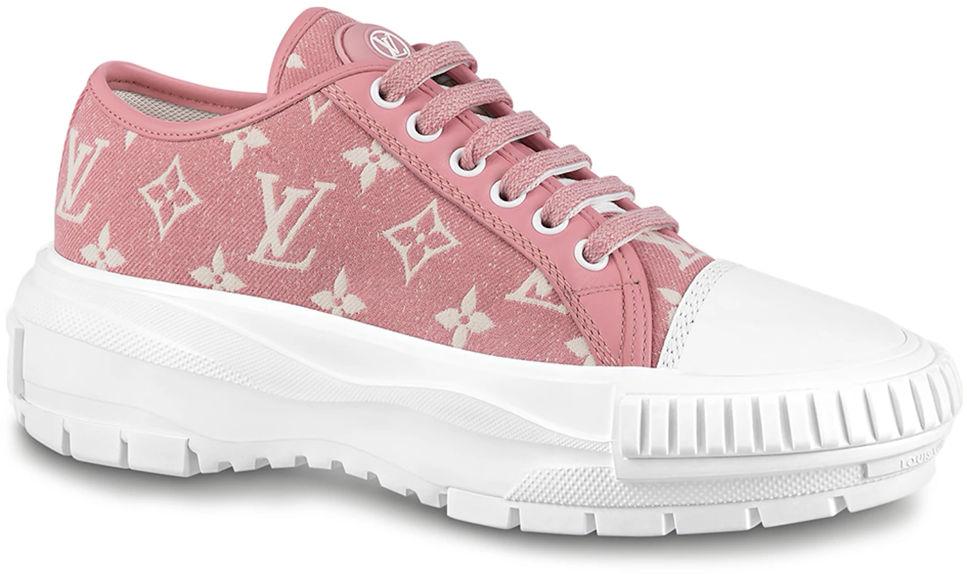 Replica Louis Vuitton LV Squad Sneaker Boots In Pink Monogram Denim