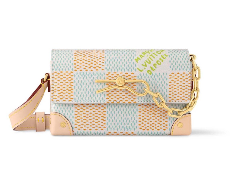 Pre-owned Louis Vuitton Men's Steamer Wearable Wallet Damier In Heritage White