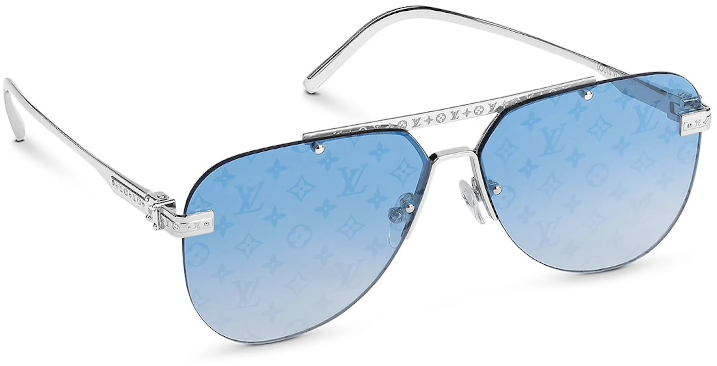 Louis Vuitton Sunglasses LV Ash Monogram Silver/Blue Uomo - FW20 - IT