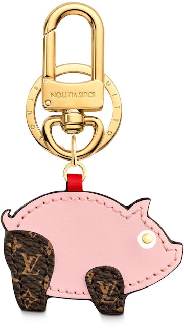 Louis Vuitton monogram alma key ring bag charm key holder brown red pink