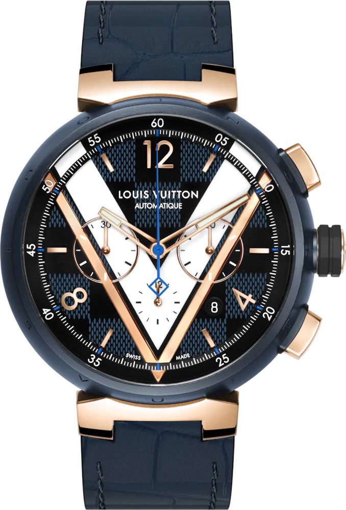 Louis Vuitton Tambour Automatic Chronograph Damier Cobalt V for $6,304  for sale from a Seller on Chrono24