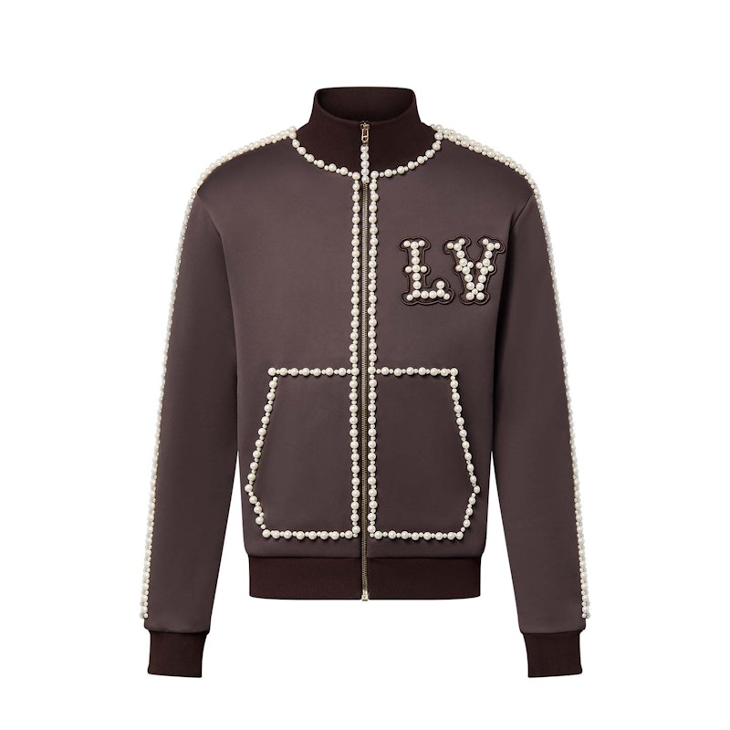 Louis Vuitton Technical Cotton Track Top Embellished with Pearls Ebony