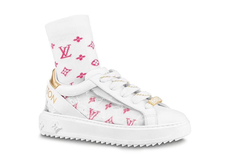 Louis vuitton pink on sale and white sneakers