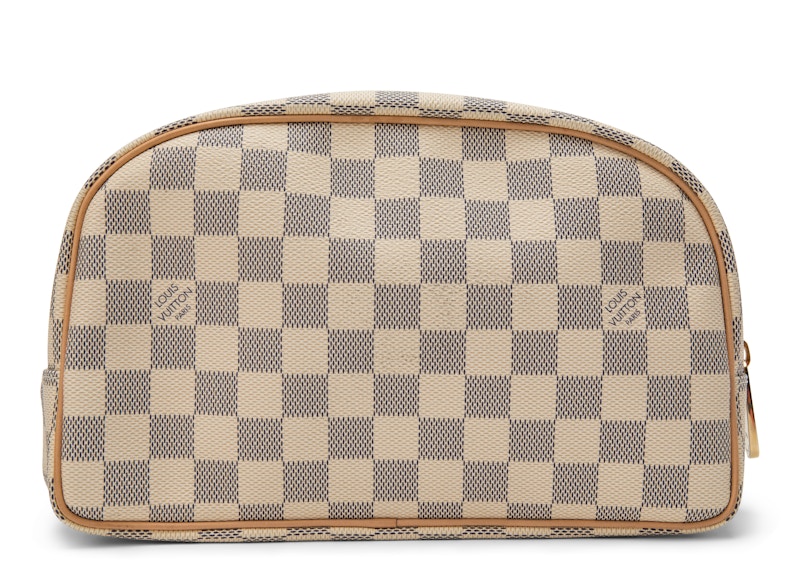 Louis Vuitton Toiletry Bag Damier Azur 25 Ivoire Grey in Coated Canvas