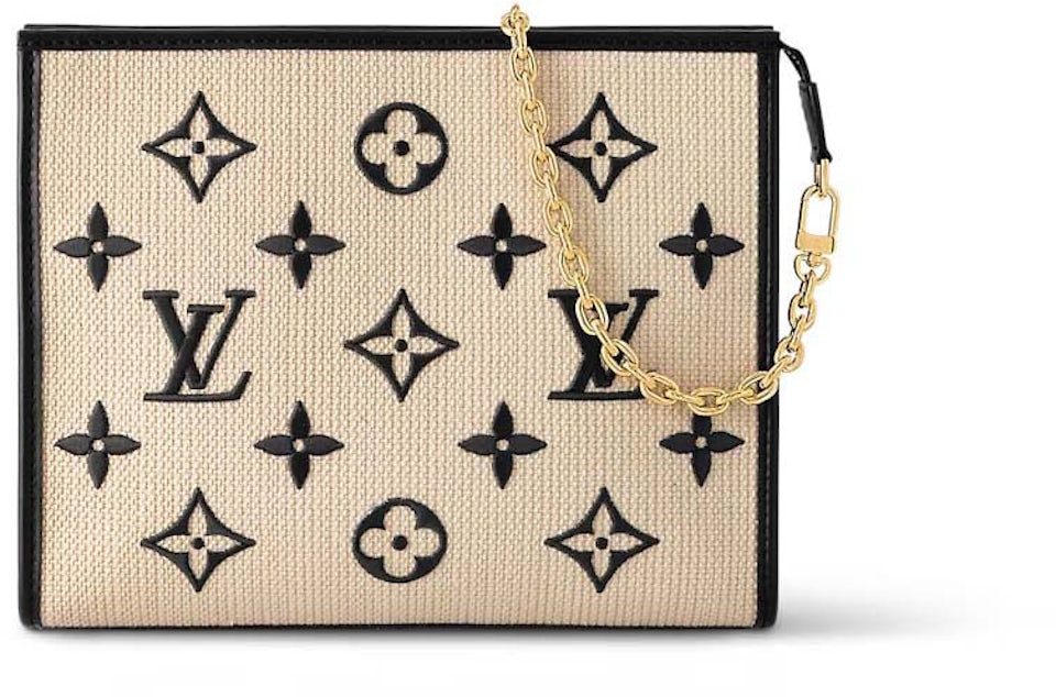 Louis Vuitton Toiletry Pouch On Chain Black in Lotus Cotton with Gold-tone  - GB