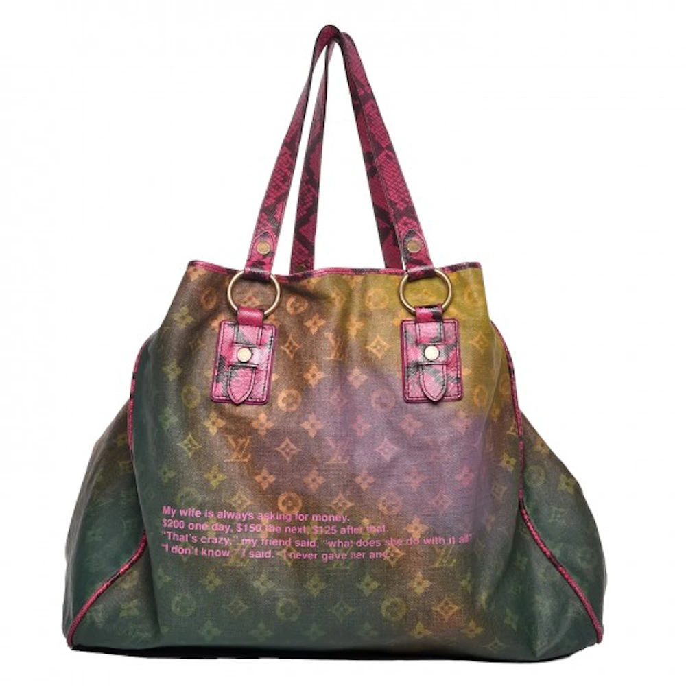 Louis Vuitton Tote Richard Prince DUDERANCH Jokes Monogram Printed  Yellow/Pink/Brown in Canvas with Brass - GB