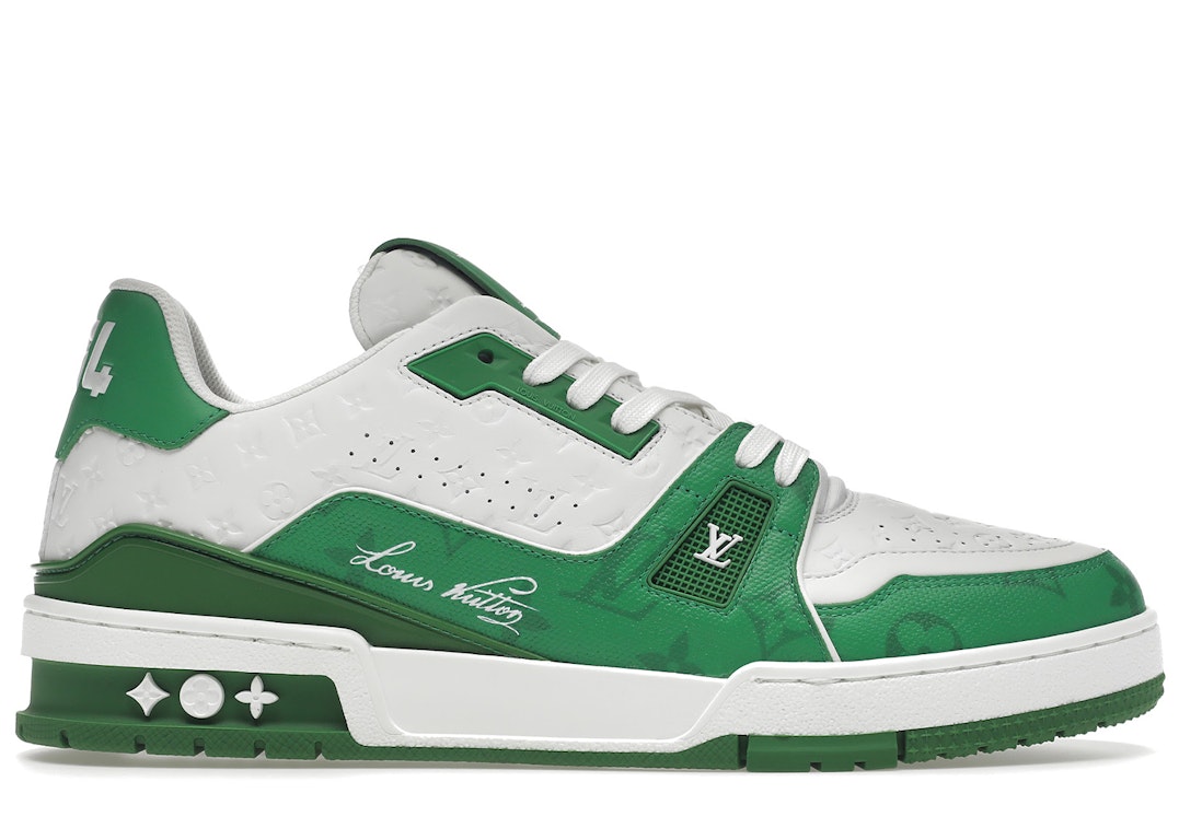 Pre-owned Louis Vuitton Trainer #54 Signature Green White In Green/white