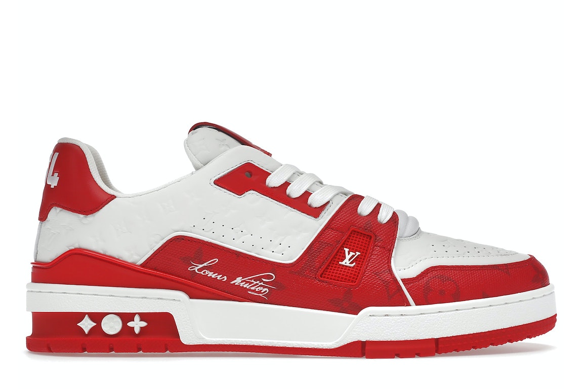 Pre-owned Louis Vuitton Trainer #54 Signature Red White In Red/white