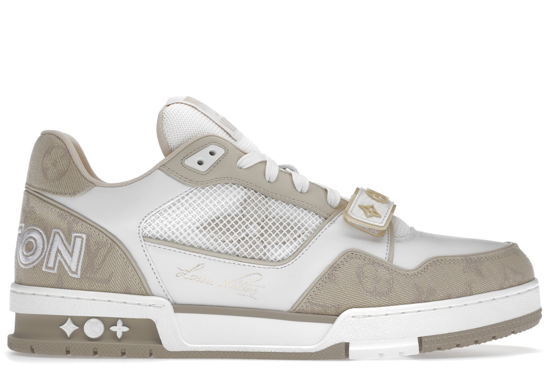 Pre-owned Louis Vuitton Trainer Beige White In White/beige