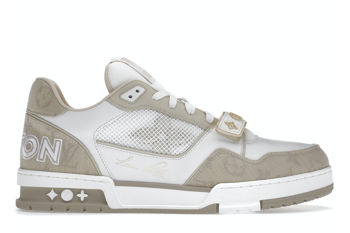 Pre-owned Louis Vuitton Trainer Beige White In White/beige