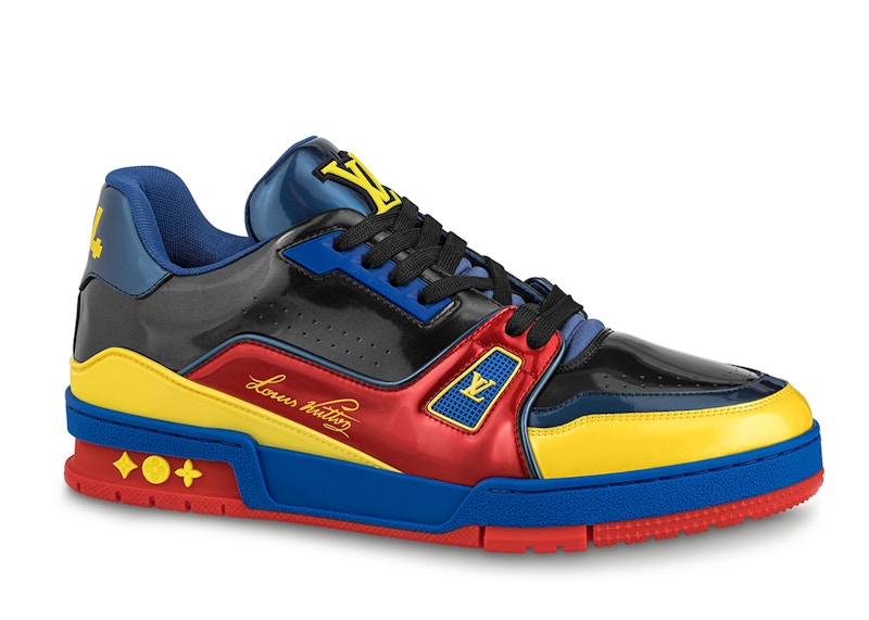 blue red yellow shoes