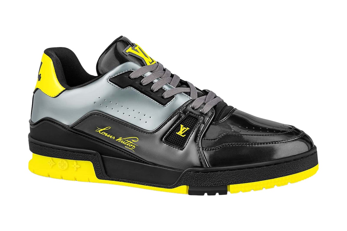 Pre-owned Louis Vuitton Trainer Black Yellow In Grey/black/yellow