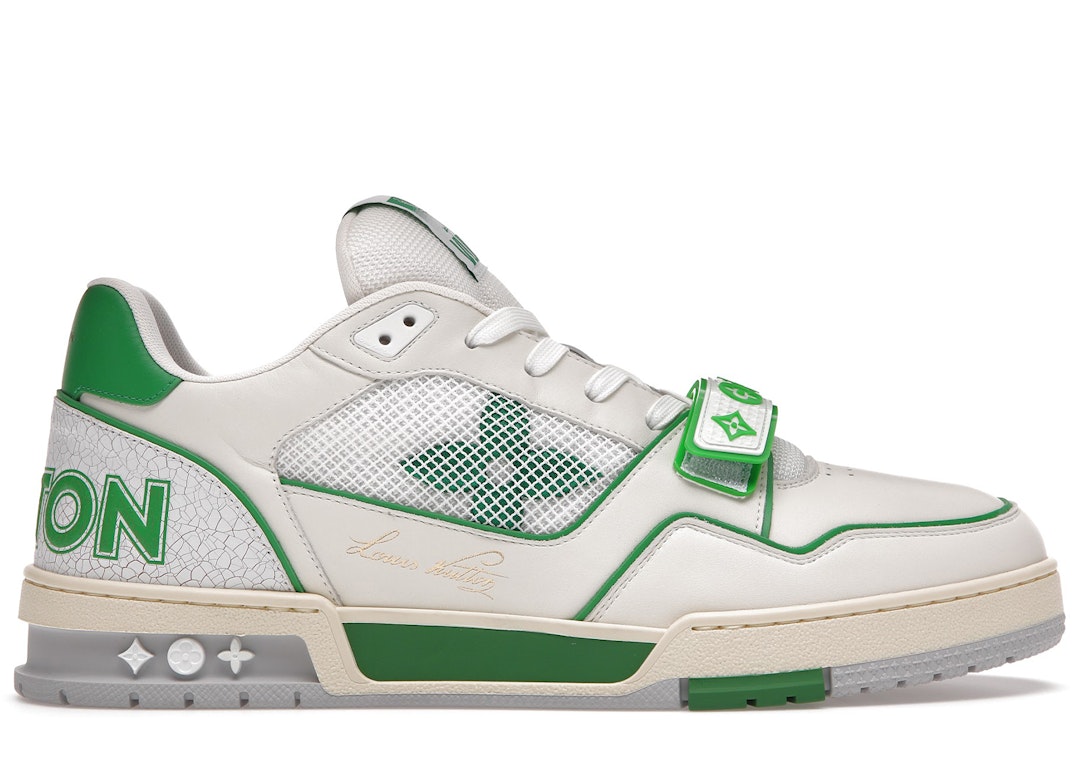 Pre-owned Louis Vuitton Trainer Green Mesh In White/green