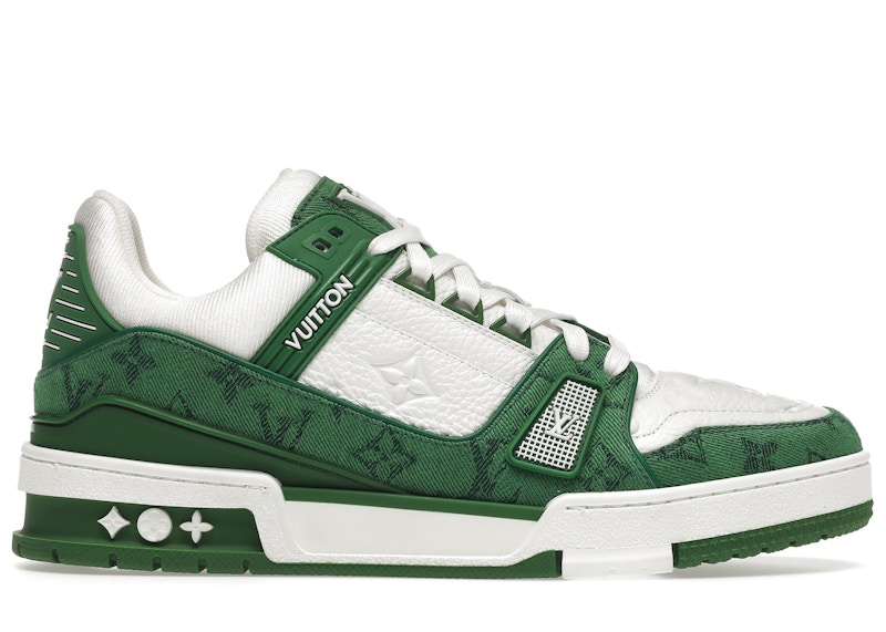 Louis Vuitton Trainer Green Monogram Denim White メンズ 