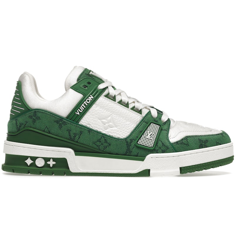 Louis Vuitton Trainer Green Monogram Denim White Men's 1A9JHV