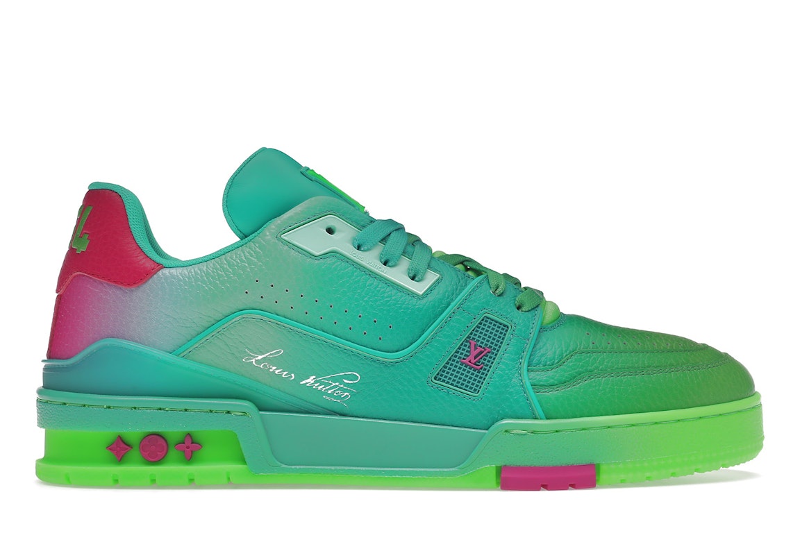 Pre-owned Louis Vuitton Trainer Green Ombre In Green/teal/pink