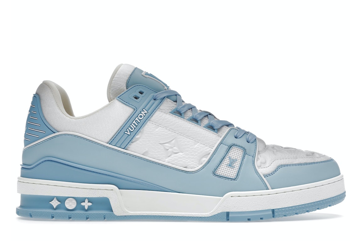 Pre-owned Louis Vuitton Trainer Low White Sky Blue In White/sky Blue