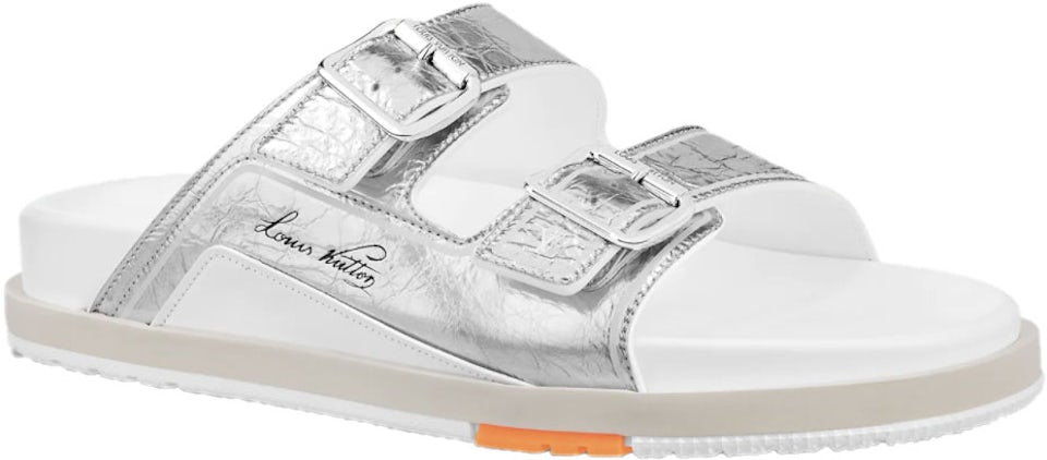 Louis Vuitton LV Logo Trainers Line Mules Sandals US10 Size Silver/Orange  Men's
