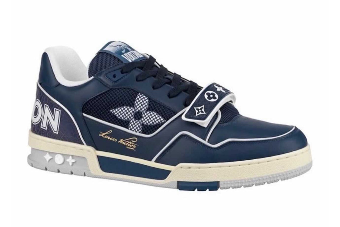 Pre-owned Louis Vuitton Trainer Navy Mesh In Navy/white