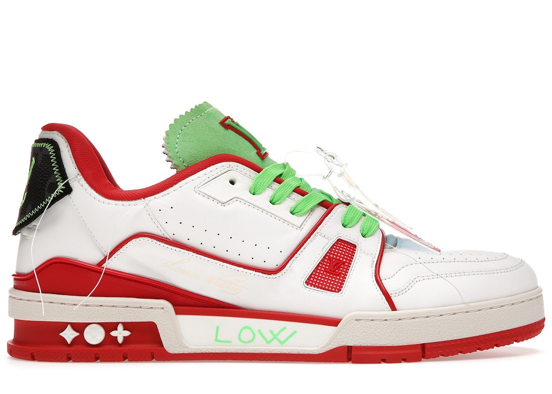 Pre-owned Louis Vuitton Trainer Neon Red In Red/white/green