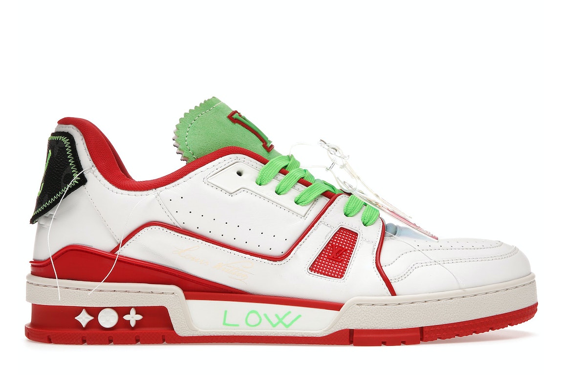 Pre-owned Louis Vuitton Trainer Neon Red In Red/white/green