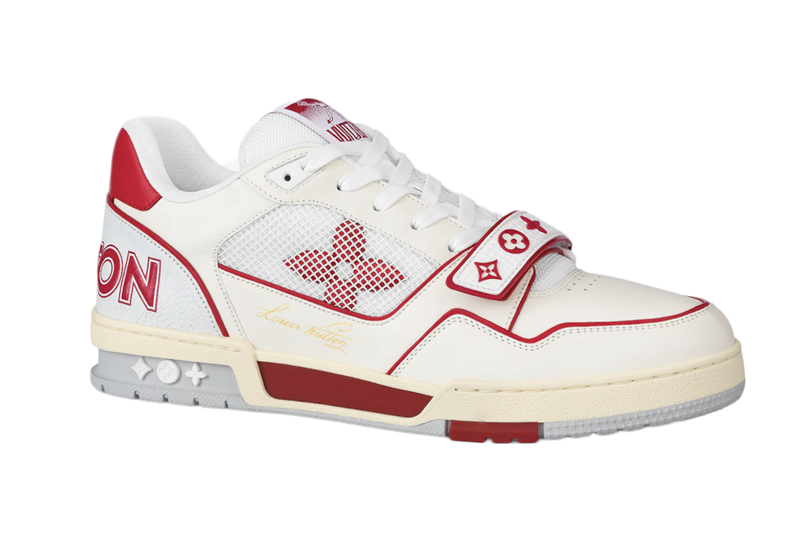 Pre-owned Louis Vuitton Trainer Red Mesh In White/red