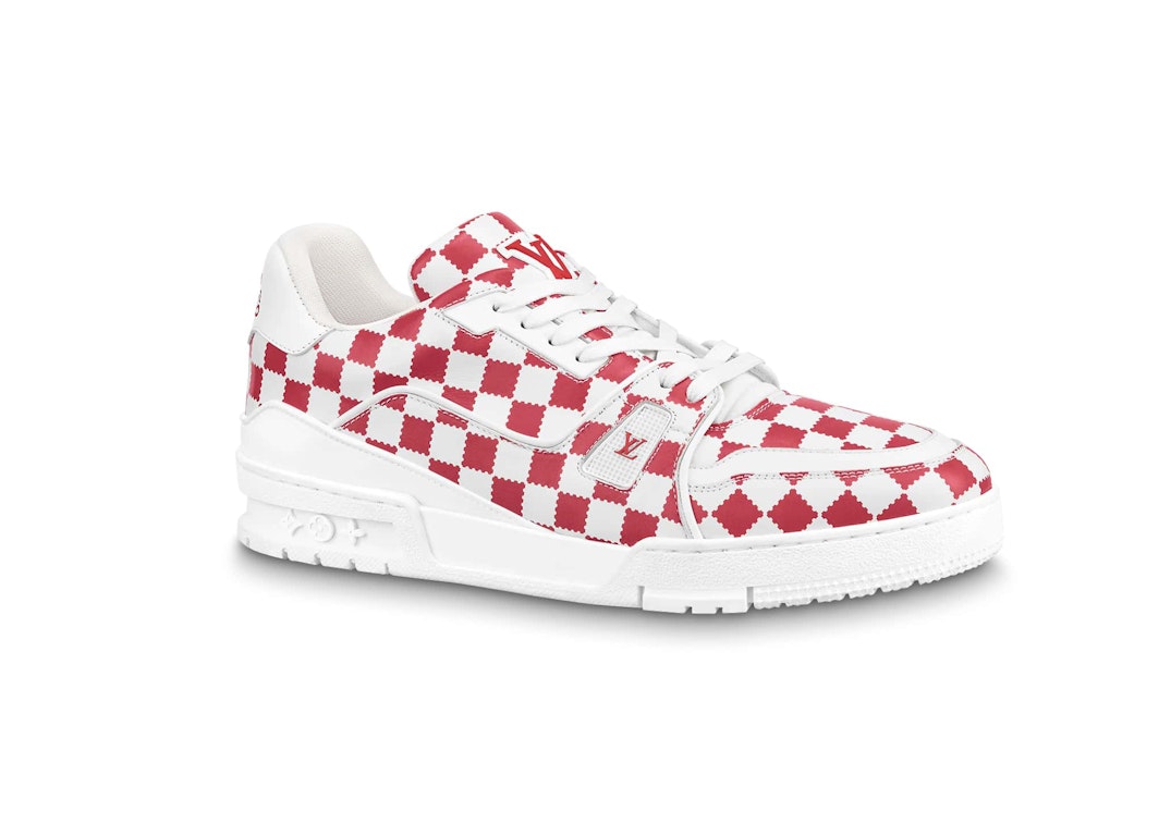 Pre-owned Louis Vuitton Trainer Red White Damier In Red/white