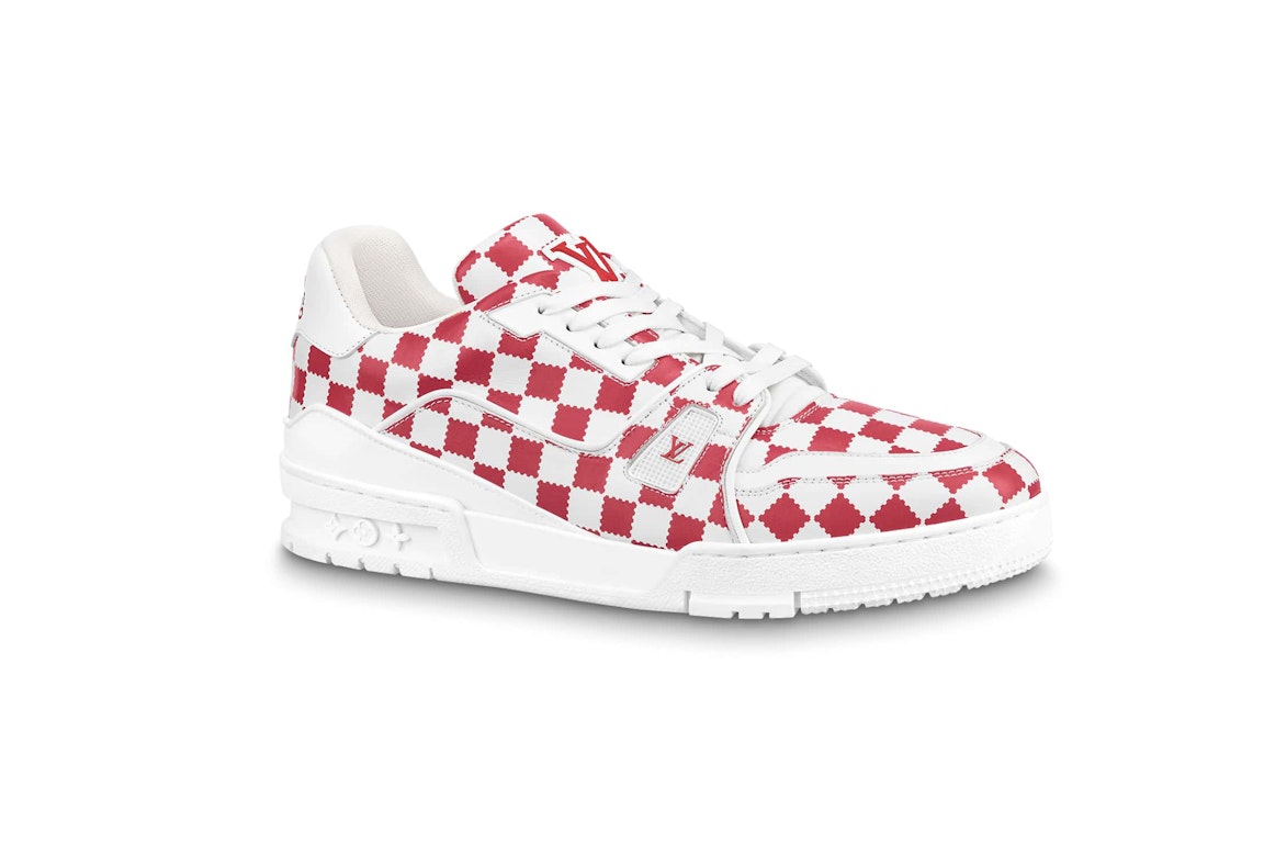 Pre-owned Louis Vuitton Trainer Red White Damier In Red/white