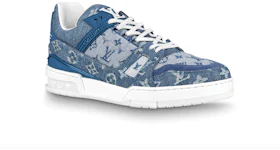 Louis Vuitton LV Trainer Monogram Denim White Blue Men s 1A9JGZ