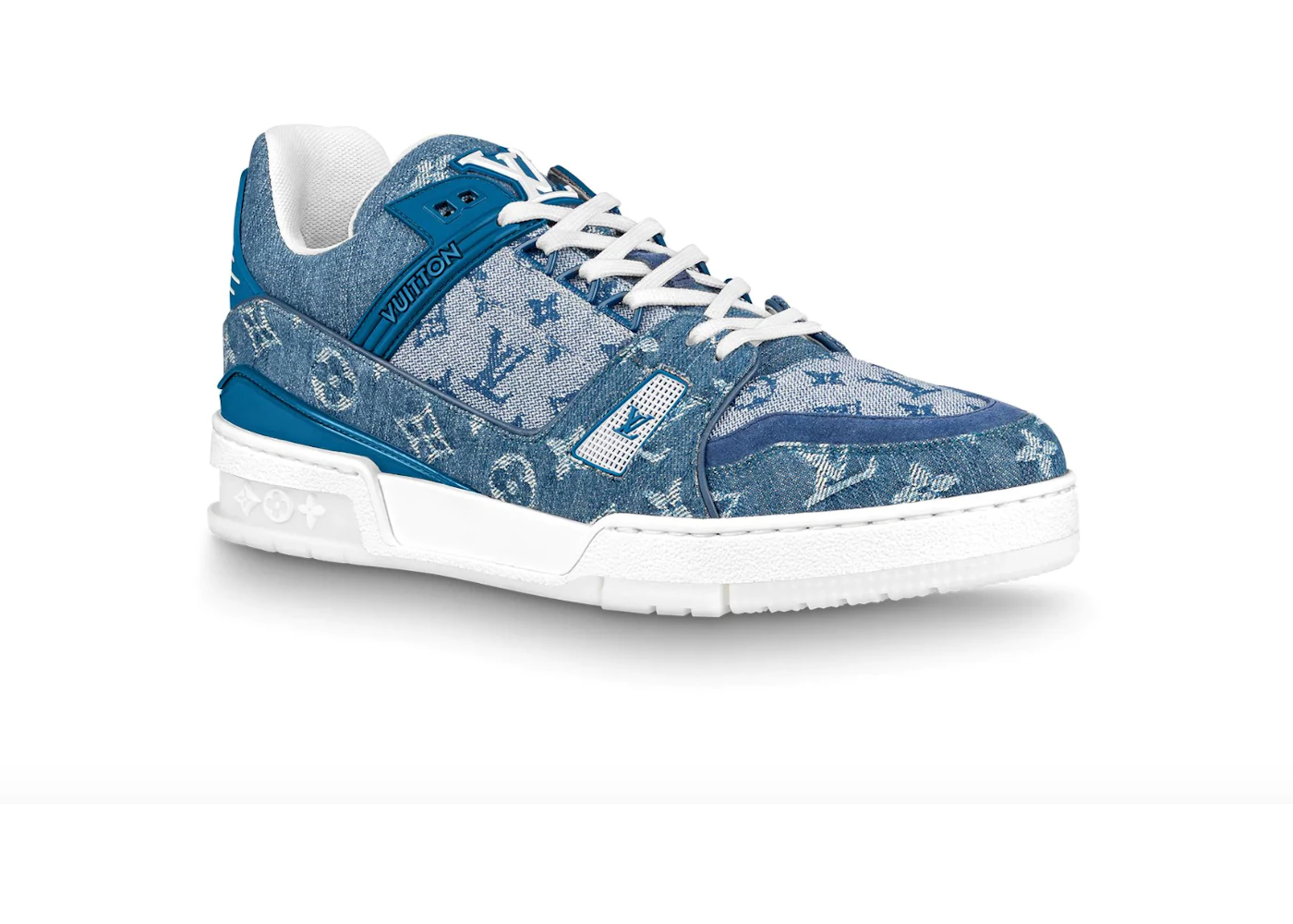 white and blue lv shoes