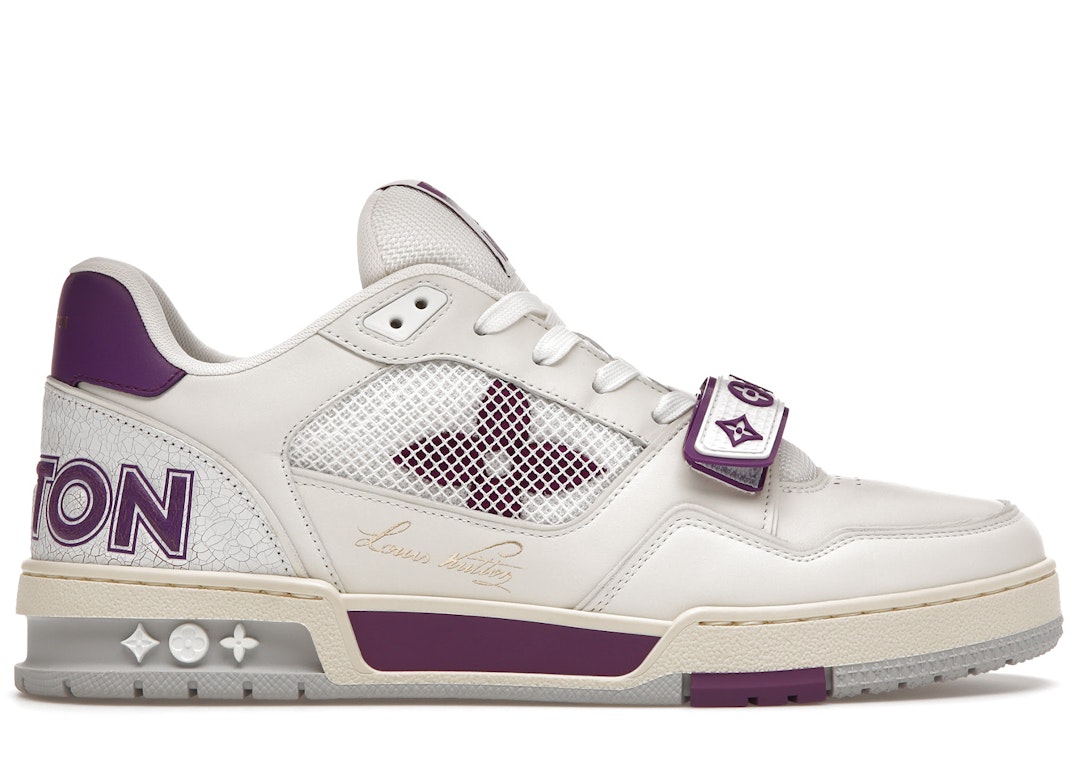 Pre-owned Louis Vuitton Trainer Violet Mesh In White/violet
