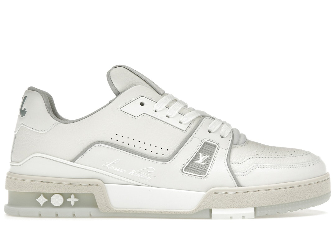 Pre-owned Louis Vuitton Trainer White Signature In White/grey