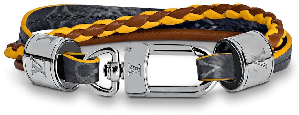 Louis Vuitton LV Slim Canvas Silver Tone Bracelet