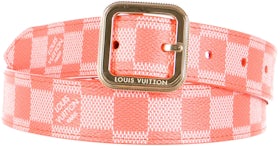 Authentic Louis Vuitton Damier Azur Canvas Leather Voyage Belt Size 80/32  M9837