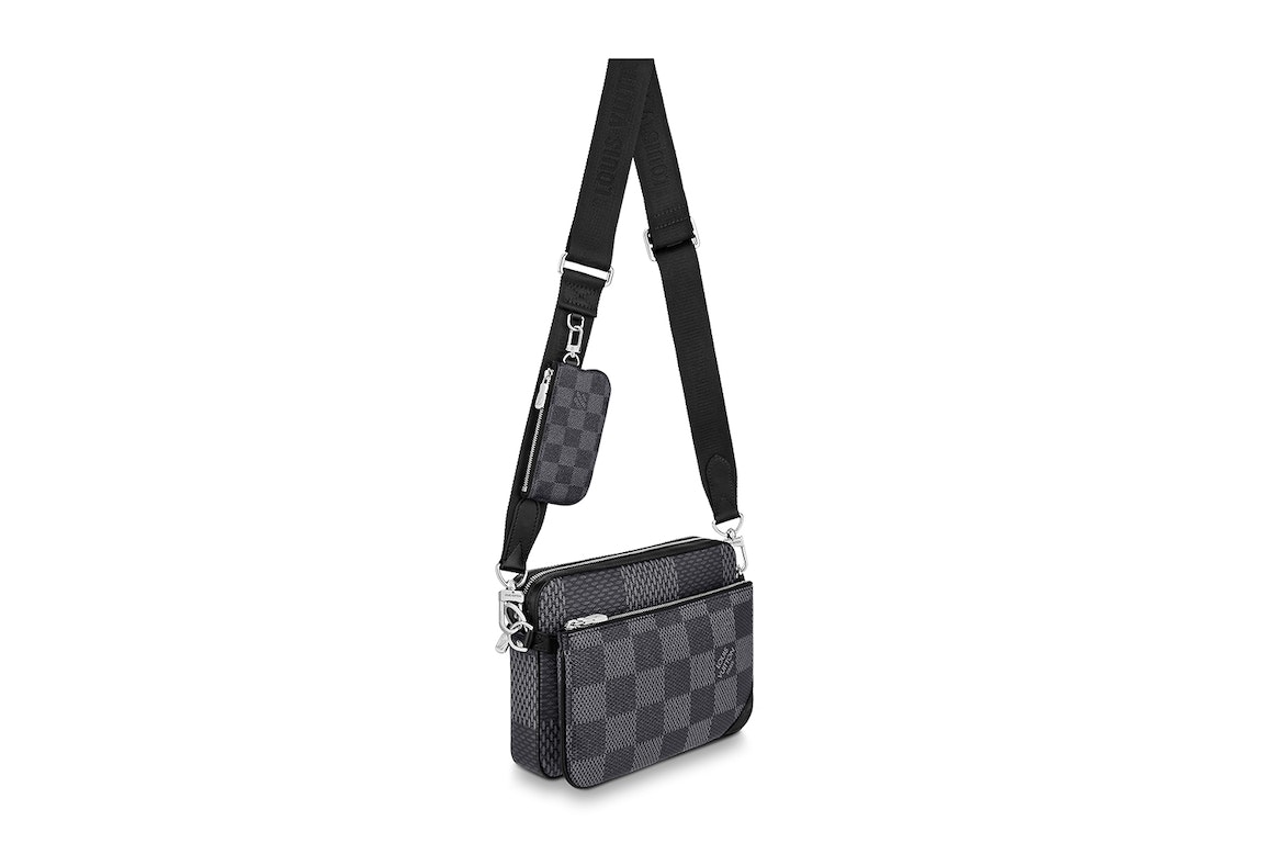 Pre-owned Louis Vuitton Trio Messenger Bag Grey Damier Graphite 3d