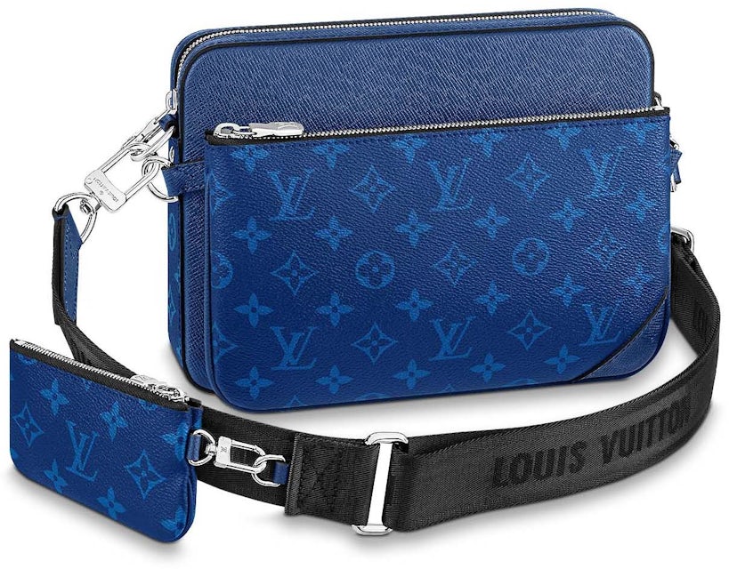 Louis Vuitton Trio Messenger Cobalt Blue in Monogram Coated Canvas/Taiga  Cowhide Leather with Silver-tone - GB