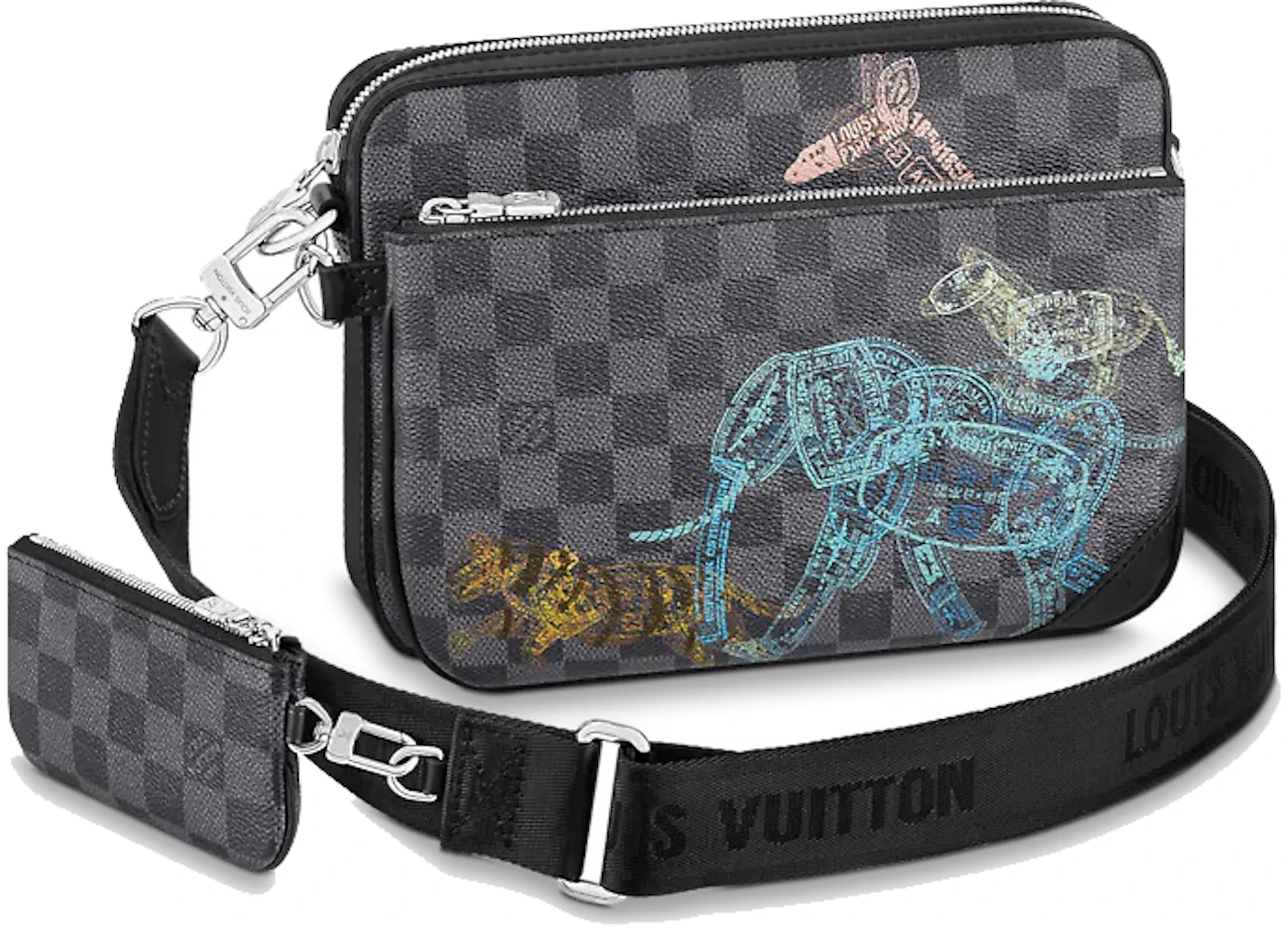 Louis Vuitton Trio Messenger Bag Grey Damier Graphite 3D in Coated
